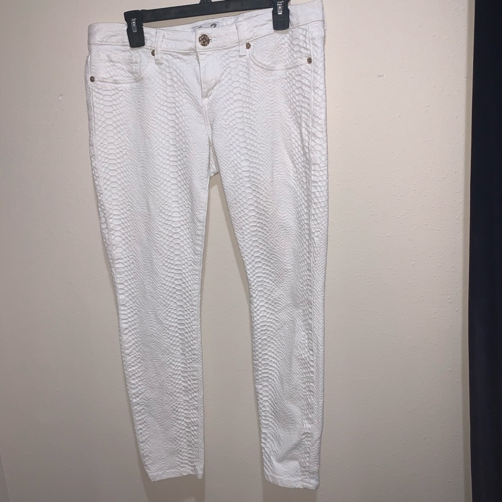 White snake skin pants